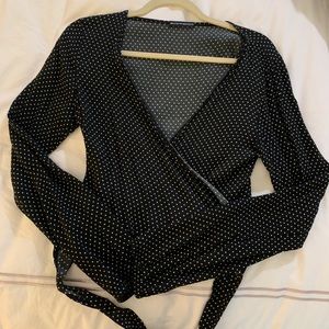Brandy Melville black and white polka dot top
